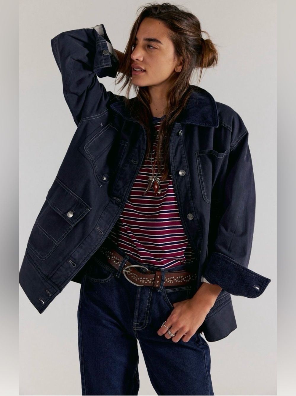 Free People🐴 We The Free Sweet Talk Flannel Lined Barn Coat NWT 💎